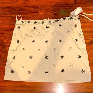 FOREVER 21 Women’s Embroidered Beaded Taupe/Mini Skirt Sz M   Bohemian Whimsy